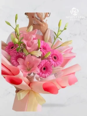 Ramo de Gerberas y Lirios Rosados